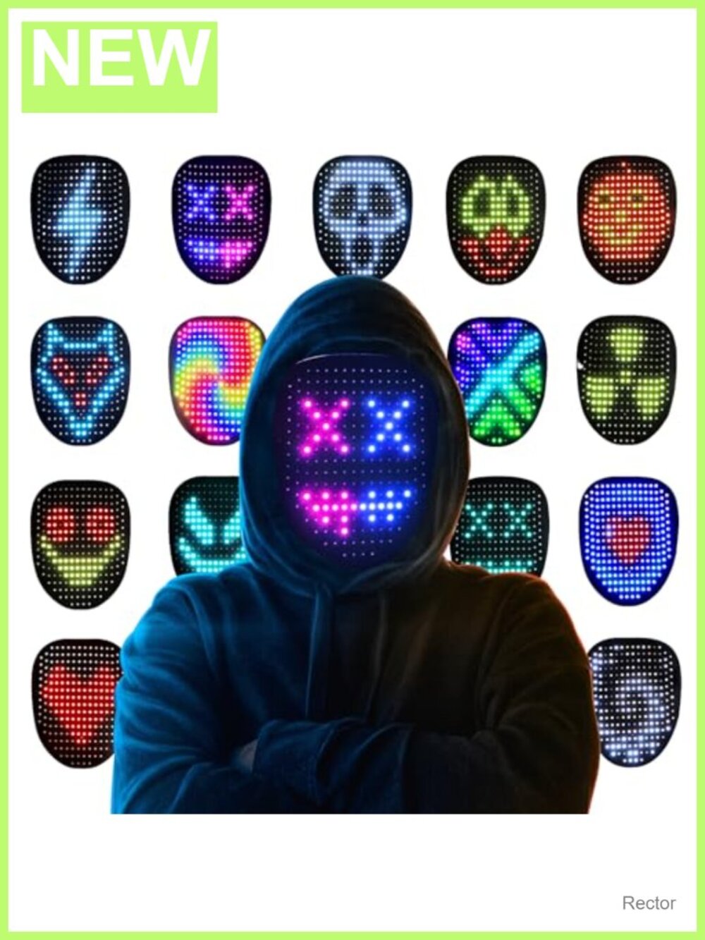 Kids LED Light Up Mask 50 Patterns Rechargeable Halloween Costume
